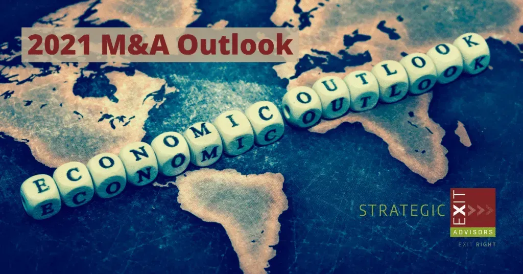 2021 M&A Outlook graphic with word cubes spelling