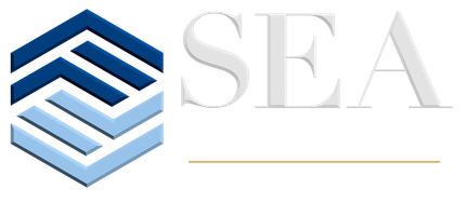 Logo with a geometric hexagon, the letters
