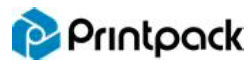 Printpack logo: blue and white geometric design with the word 