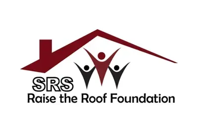 Logo: Maroon roof over three stylized figures with raised arms; text says