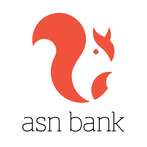 Logo van ASN Bank: silhouet van een rode en witte eekhoorn.