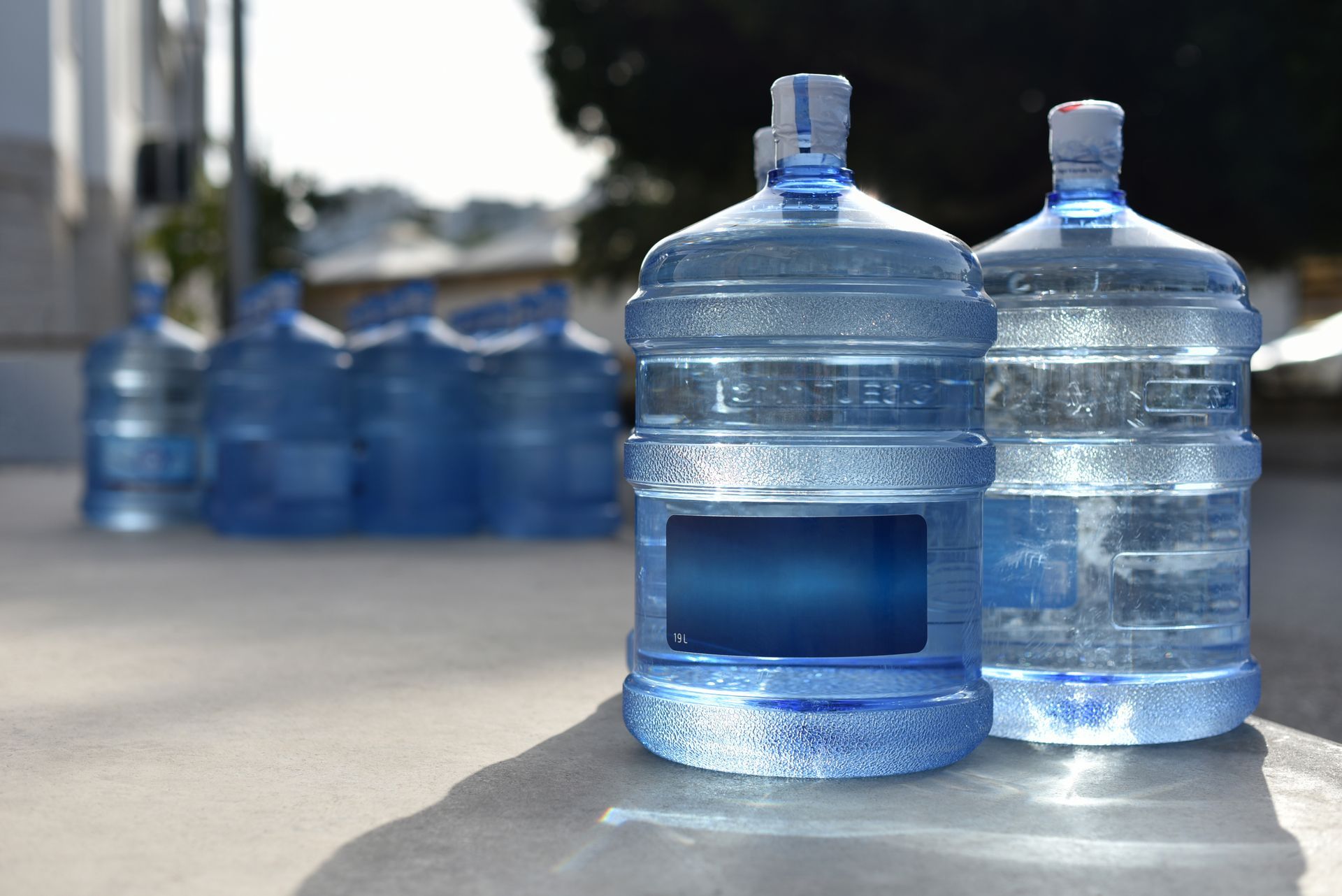 Plastic bottles on 19 liters is full of water in outdoor Plastic bottles on 19 liters is full of water in outdoor