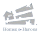 Homes for Heroes logo: gray house silhouette above gray beams, with text 'Homes for Heroes.'
