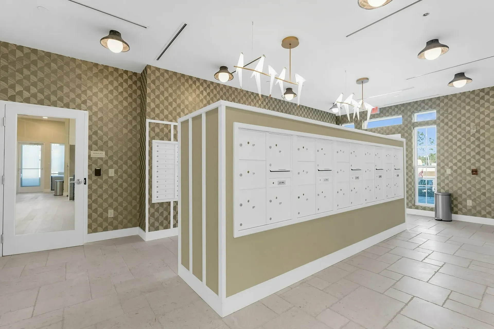 Experience convenience and style in our elegantly designed mailroom.
