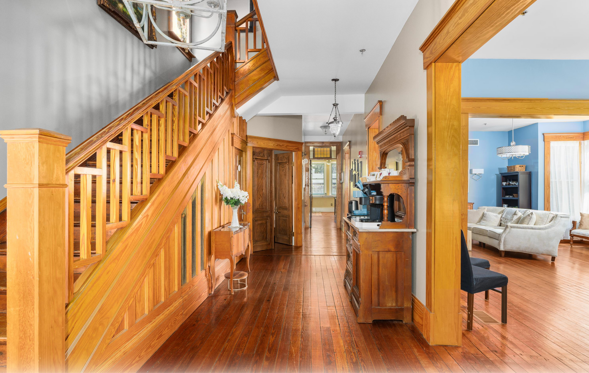 Dark wood foyer