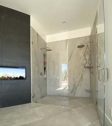 Image of updated shower stall completed by EDW Construction