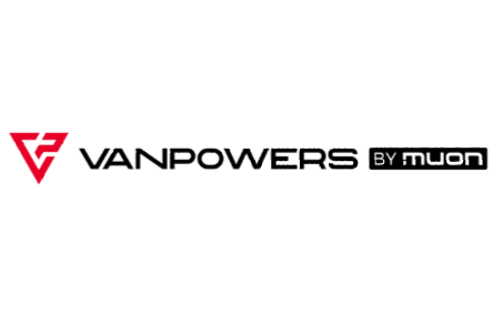 The vanpowers by muon logo is red and black on a white background.