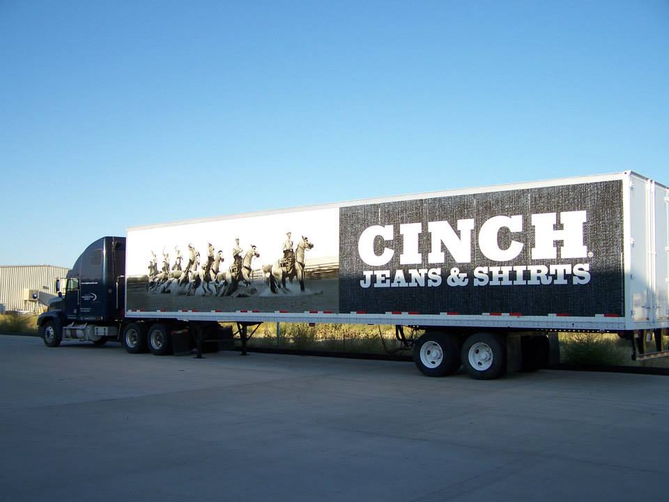 Cinch Jeans and Shirts Large scale 54 foot trailer wrap full Denver Colorado