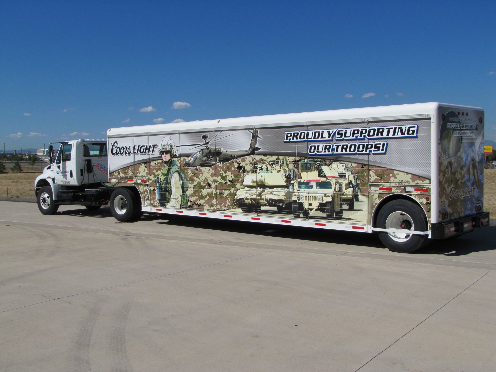 Coors Light Proudly supporting out troops trailer full wrap Golden Colorado
