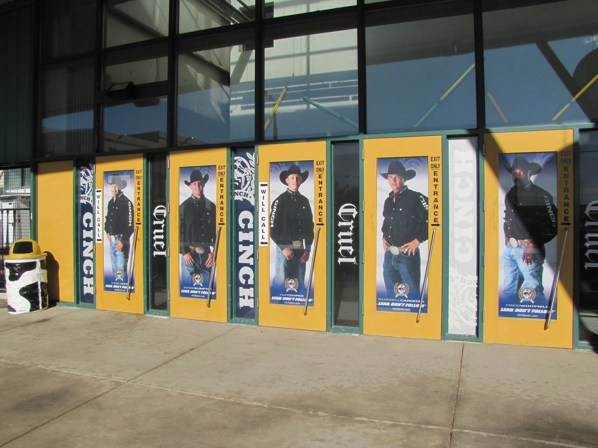 Cinch Jeans and Shirts Outside Door graphics for Rodeo Derby Colorado