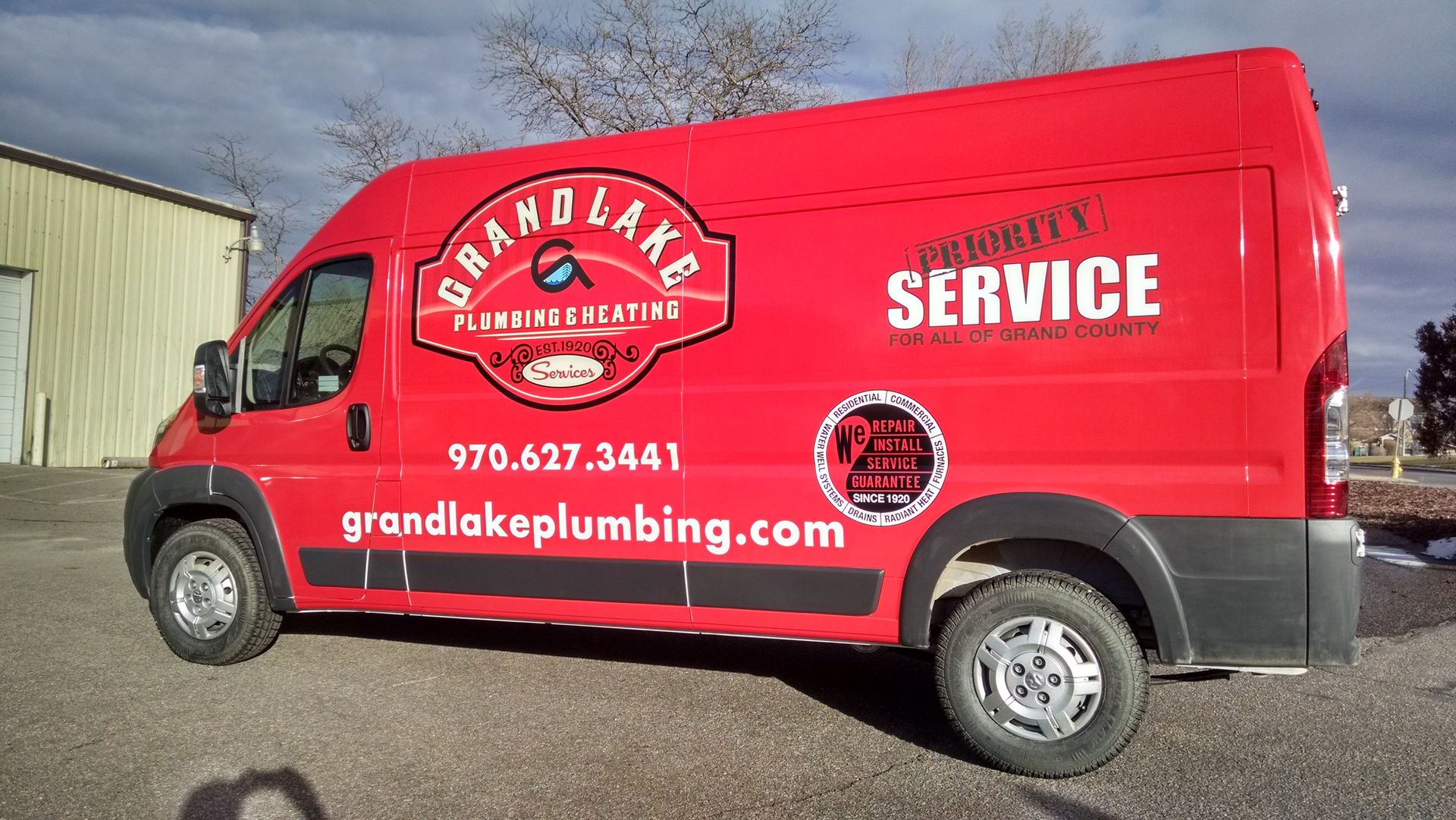 Grand Lake Plumbing and Heating Promaster full wrap commerce city Colorado 
