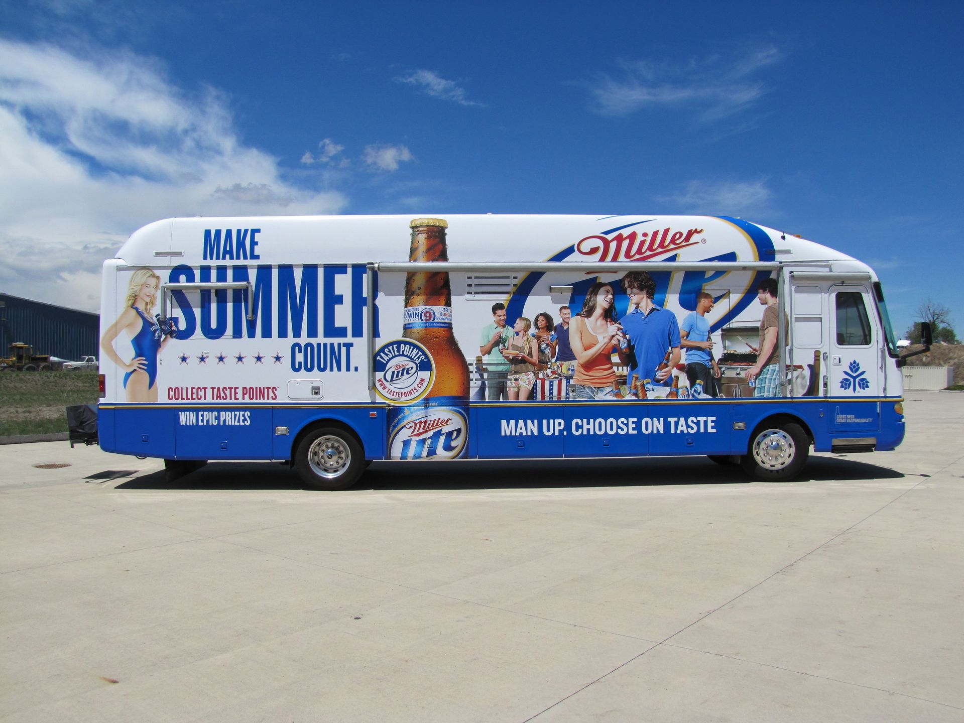 Miller Lite RV party bus full wrap Denver Colorado