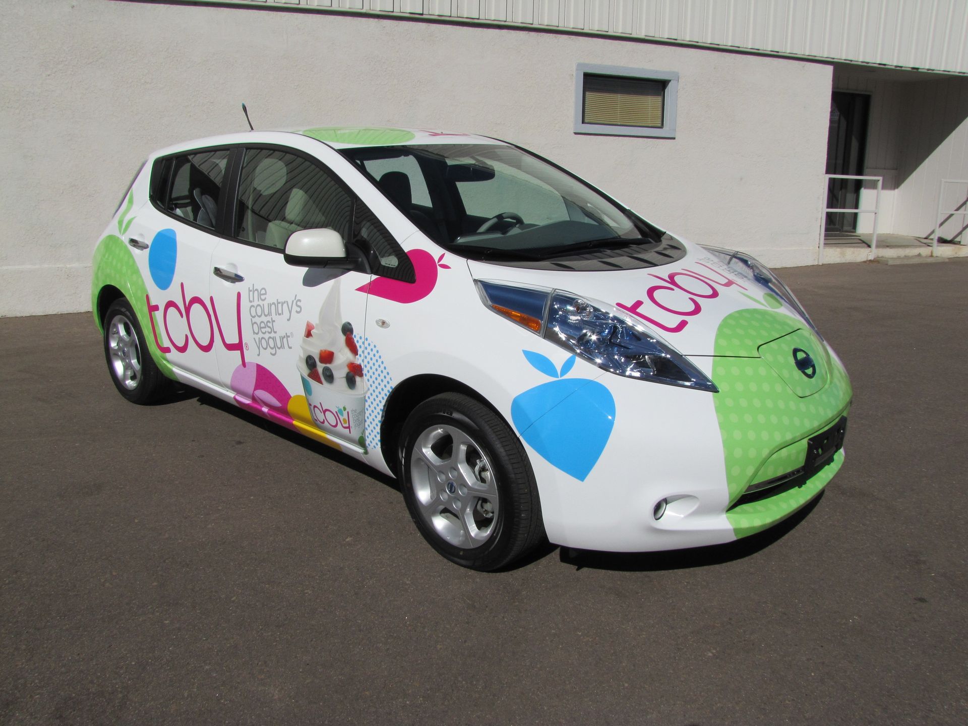 TCBY Nissan Leaf Wrap installed by Summit Graphics in Aurora Colorado
