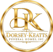 Gold Dorsey-Keatts Funeral Homes, Inc. circular logo with DK monogram