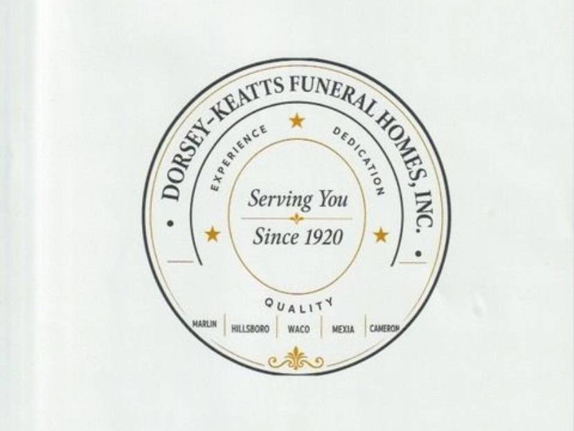 Round Dorsey-Keatts Funeral Homes, Inc. logo with gold accents and “Serving You Since 1920” text