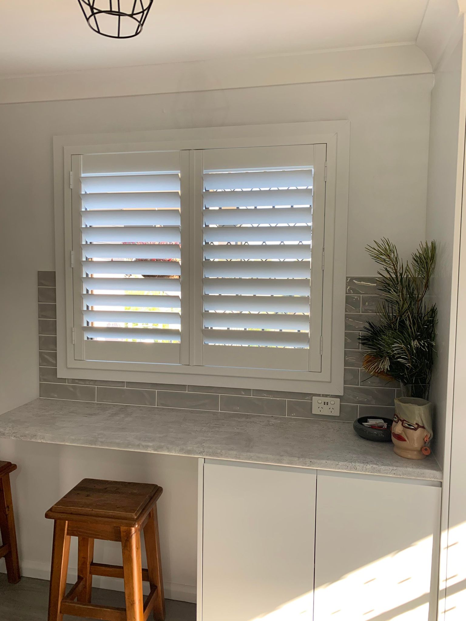 White Shutters in Laundry Room — Blinds, Awnings & Shutters in Mid North Coast, NSW