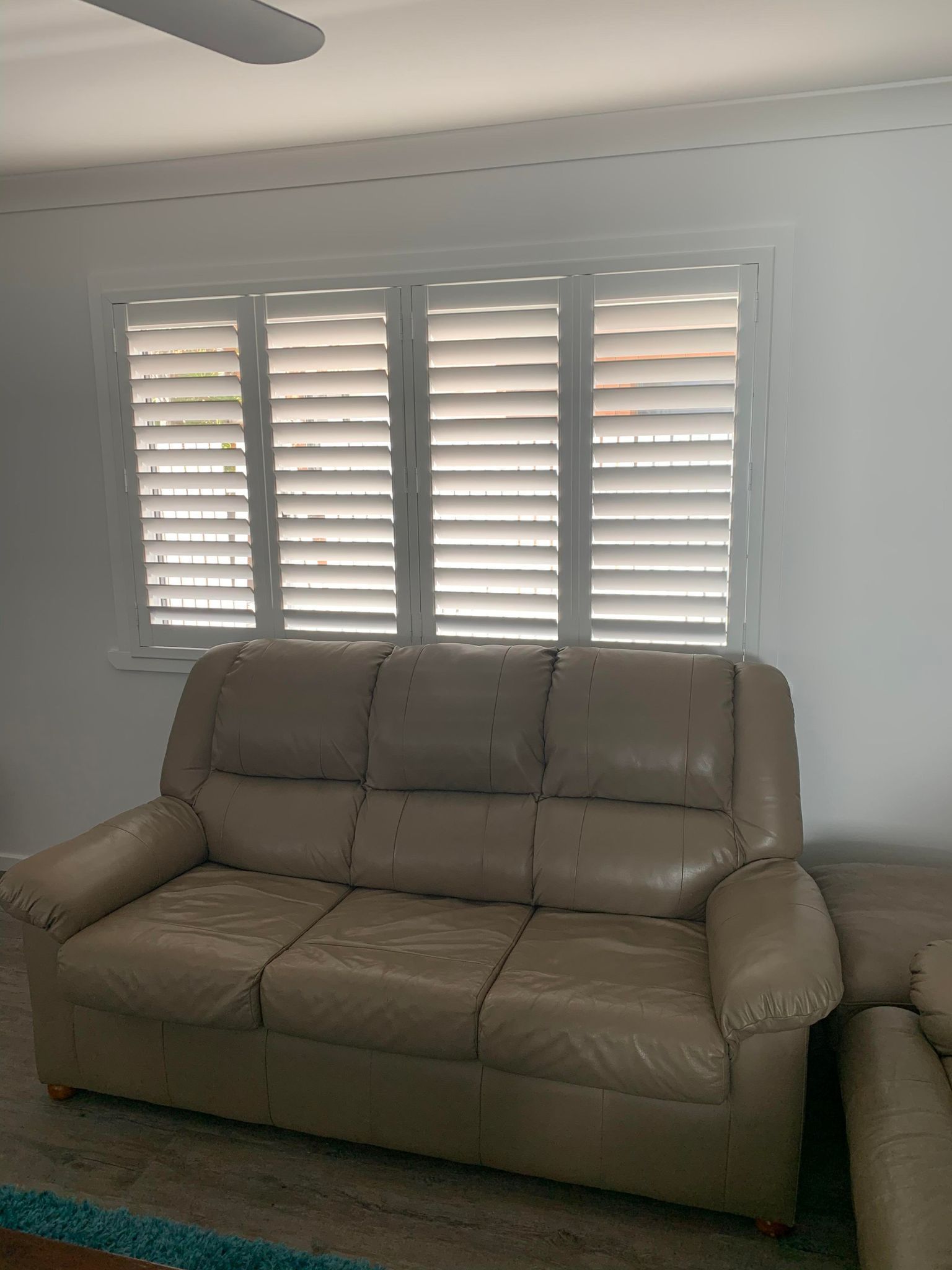 Shutters Behind Sofa - Blinds, Awnings & Shutters in Mid North Coast, NSW