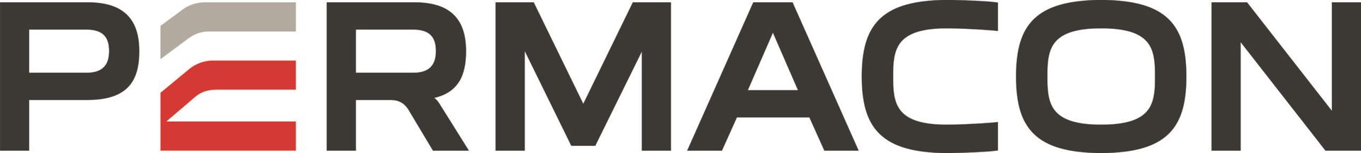 Logo PERMACON avec un « P » stylisé rouge et un texte gris sur fond blanc