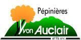 Logo de « Pépinières Yon Auclair » avec un arbre vert à cime orange sur fond blanc