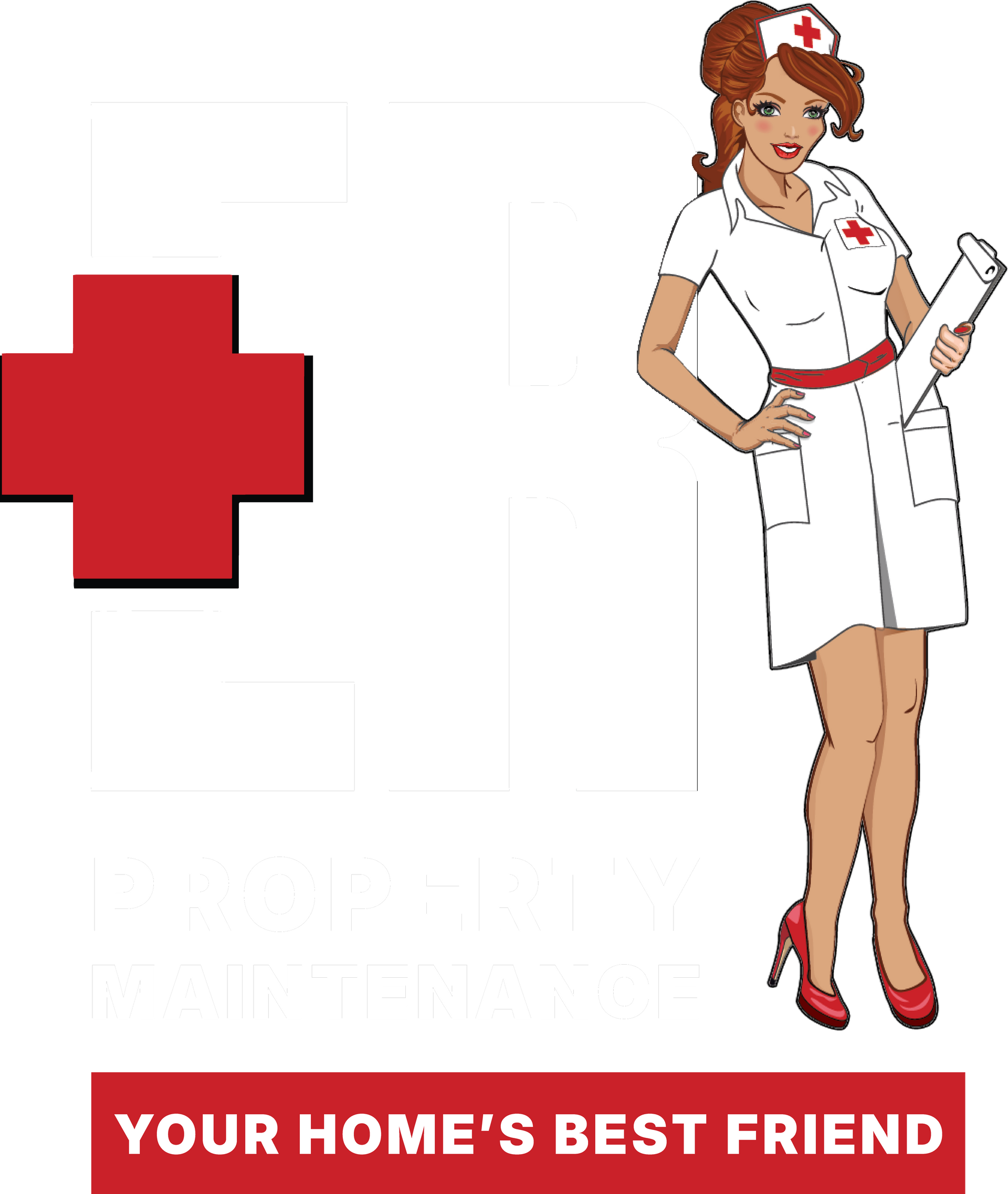 A nurse is holding a stethoscope in front of a red cross and the words 