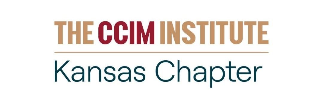 The CCIM Institute Kansas Chapter logo with brown and red text above a horizontal line and dark teal text below.