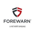 Logo for FOREWARN, a red violet company, featuring a stylized shield icon split into black and red halves above text.