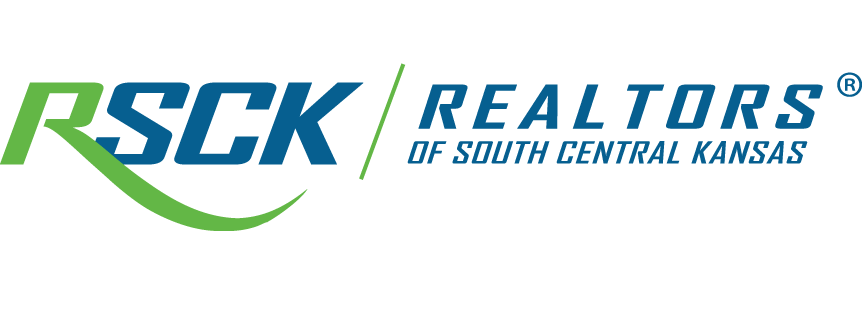 Logo for Realtors of South Central Kansas (RSCK), featuring a stylized green 