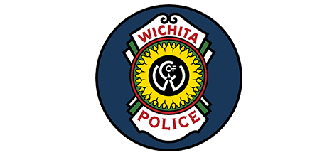 The Wichita Police Department circular badge logo featuring a yellow sunflower and a black center emblem on a blue field.