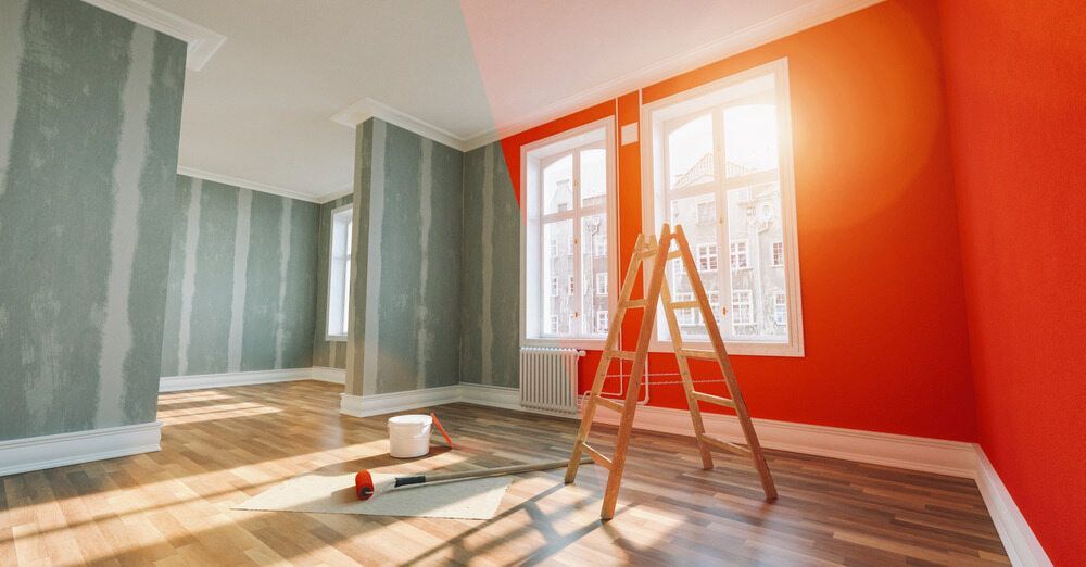 An Empty Room With Red Walls And A Wooden Ladder — L & S Wirth Painting in Bourke, NSW