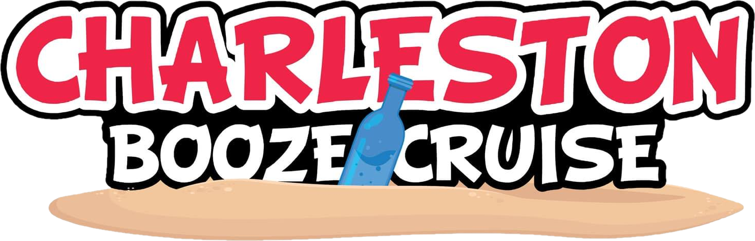 The logo for charleston booze cruise is on a white background.