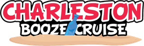The logo for charleston booze cruise is on a white background.