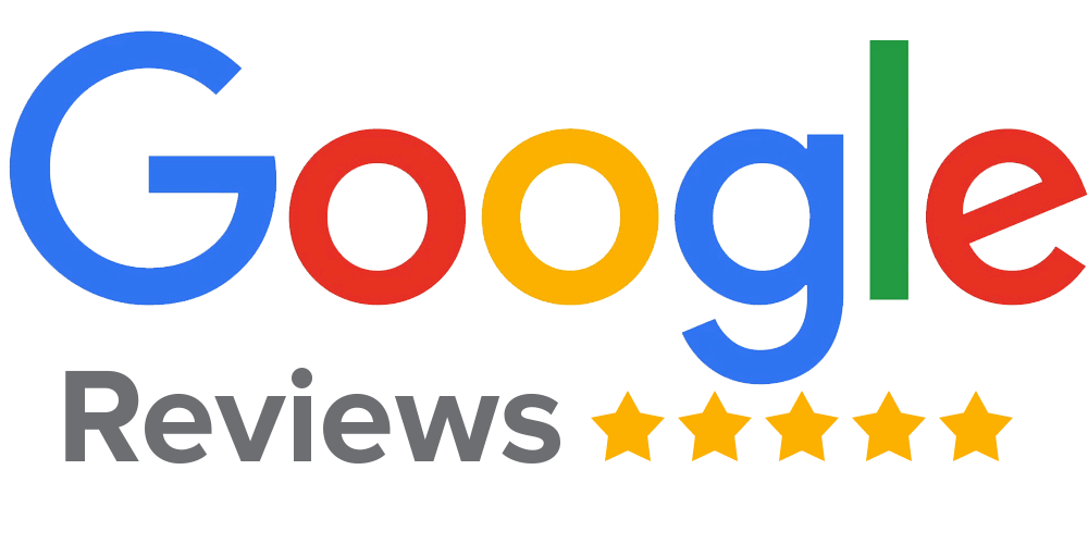 A google logo with five stars on it on a white background.