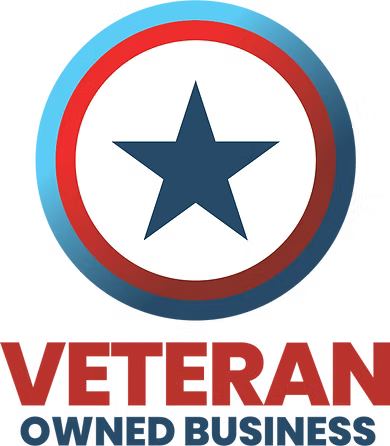 A veteran owned business logo with a star in a circle