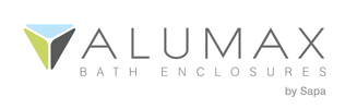 The logo for alumax bath enclosures by sapa