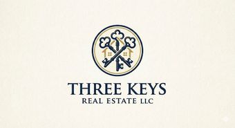 Three Keys Real Estate LLC logo with gold key emblem and navy text on a light background
