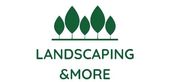 Green landscaping logo with five trees above the words &ldquo;LANDSCAPING & MORE&rdquo;