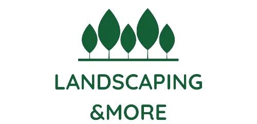 Green landscaping logo with five trees above the words “LANDSCAPING & MORE”