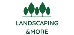Green landscaping logo with five trees above the words “LANDSCAPING & MORE”