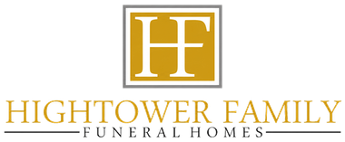 Hightower Family Funeral Homes logo with gold “HF” initials above the company name
