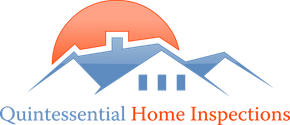 Quintessential Home Inspections logo with orange sun, blue rooftops, and gray text