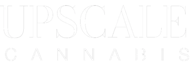 Upscale Cannabis logo in white lettering on a light background