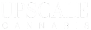Upscale Cannabis logo in white lettering on a light background