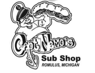 Captain Nemo's Sub Shop logo: cartoon captain holding a sub sandwich; text reads 