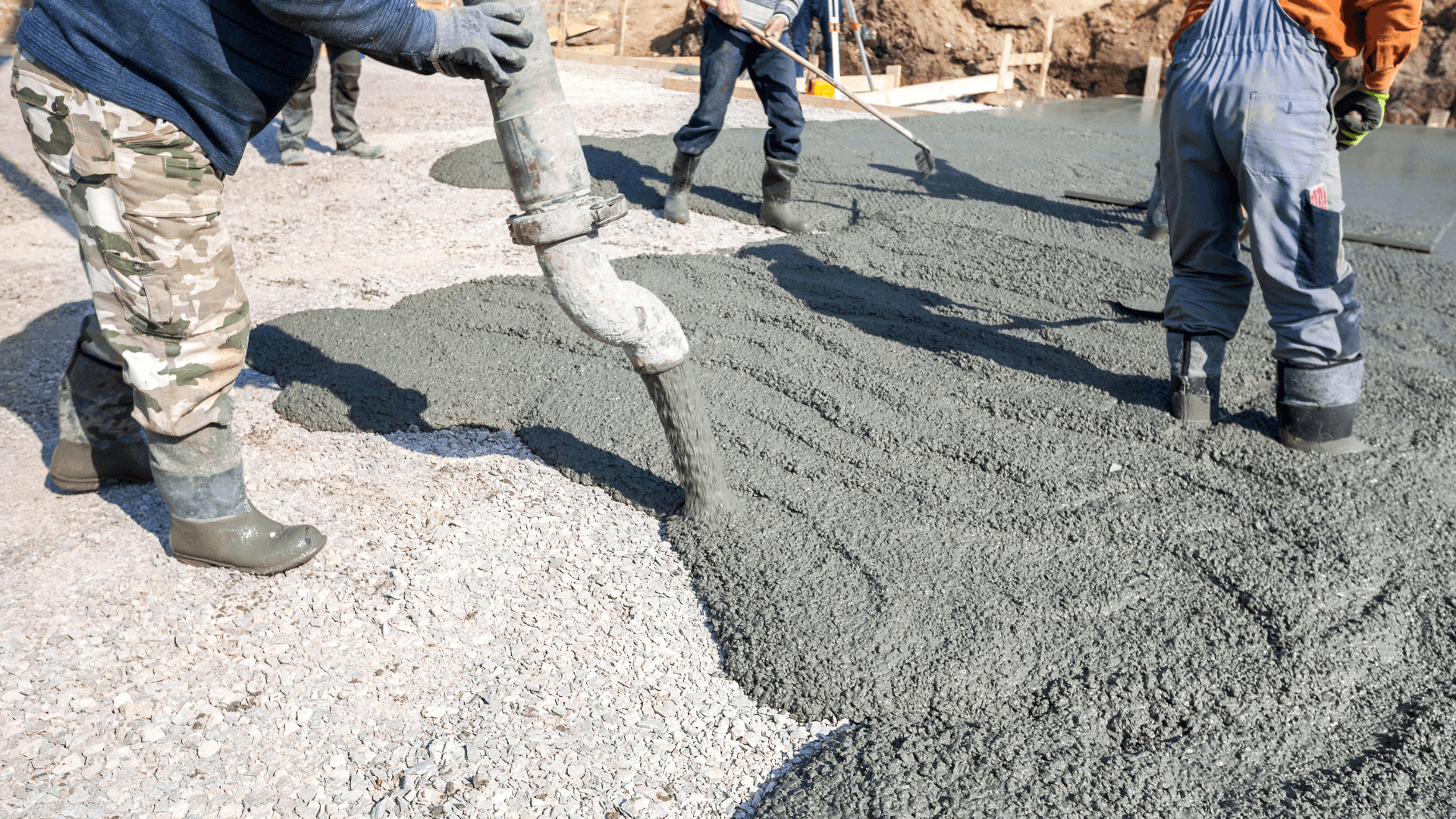 Pouring new concrete to seal cracks