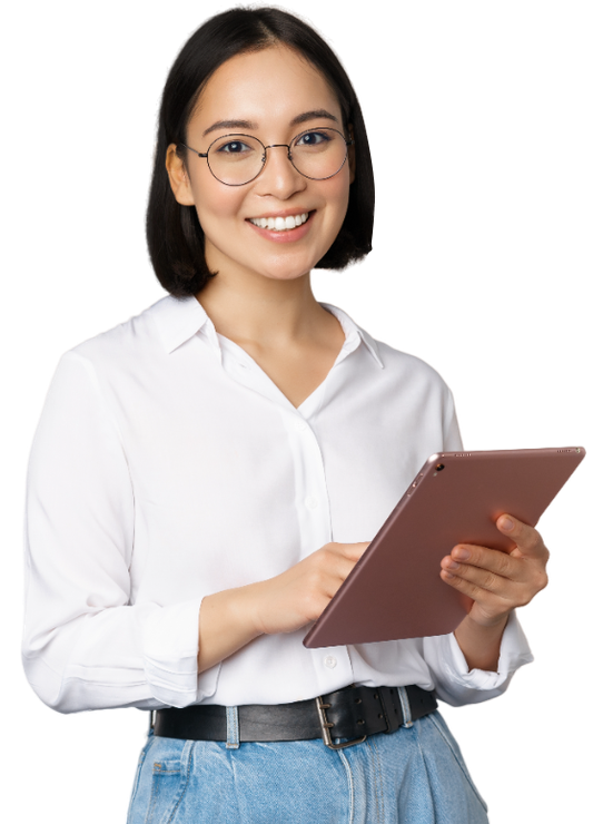 Woman Holding a Tablet