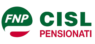 Loghi FNP e CISL Pensionati in verde, rosso e bianco su sfondo bianco.
