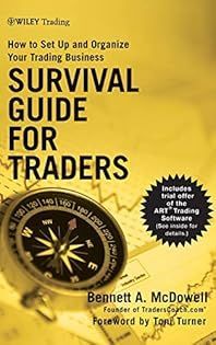 Book cover with yellow background: “Survival Guide for Traders” and a compass graphic.