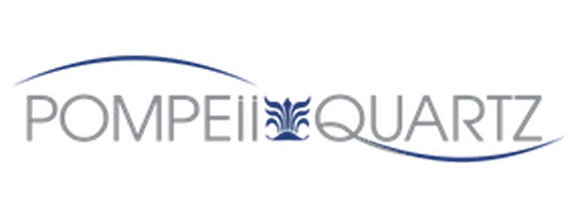A logo for pompeii quartz is shown on a white background.