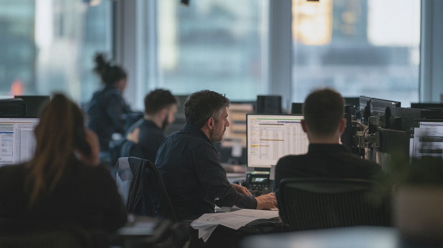 Commercial team at work at their desks in an open-plan office