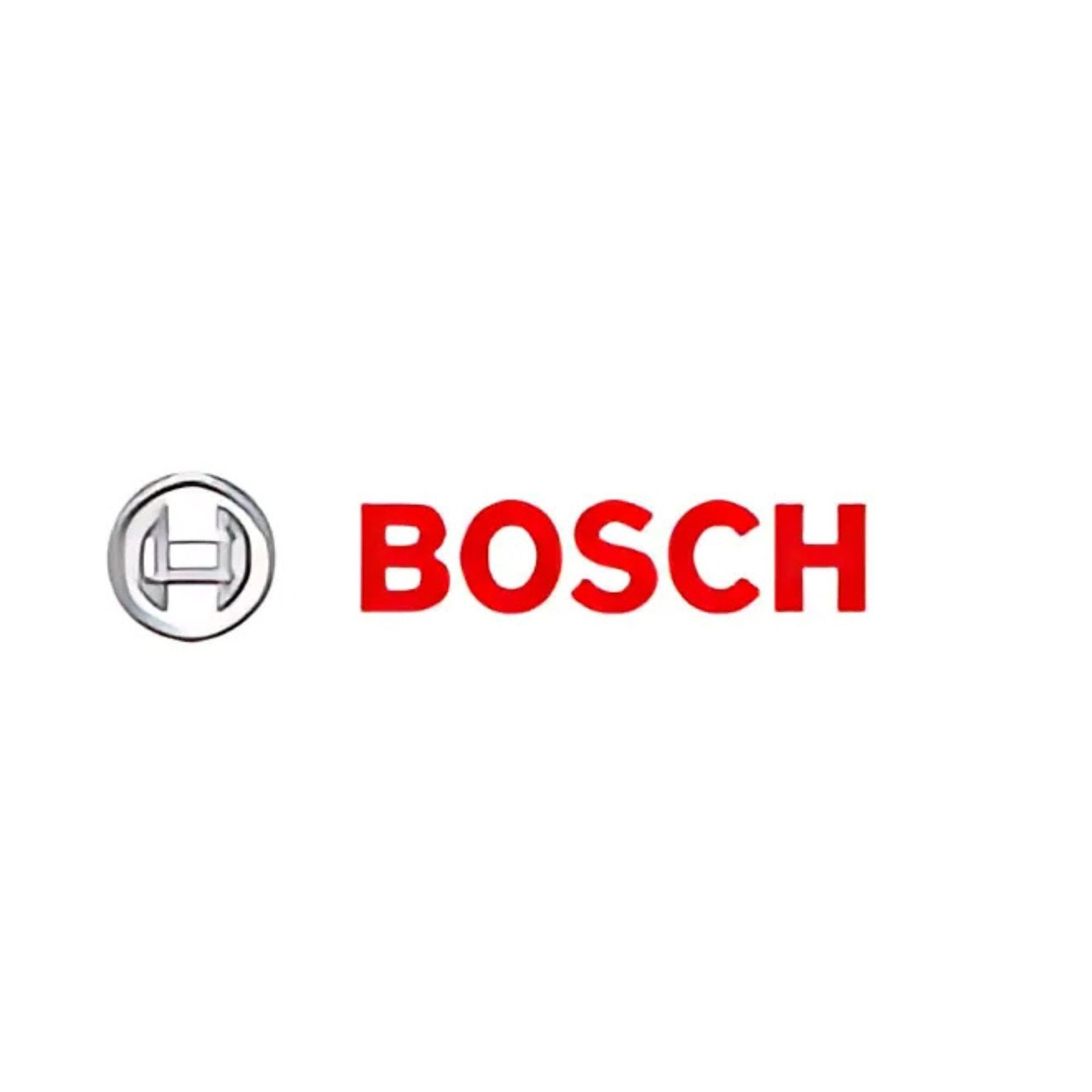 Bosch logo: silver circle with a stylized rectangle, next to red